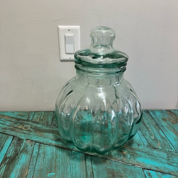 Vintage Mid Century Modern Blown Glass Large Apothecary Canister Pumpkin Shape - Picture 13 of 13
